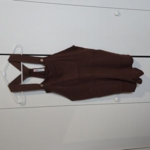 Free People Brown Sweater Short Overalls